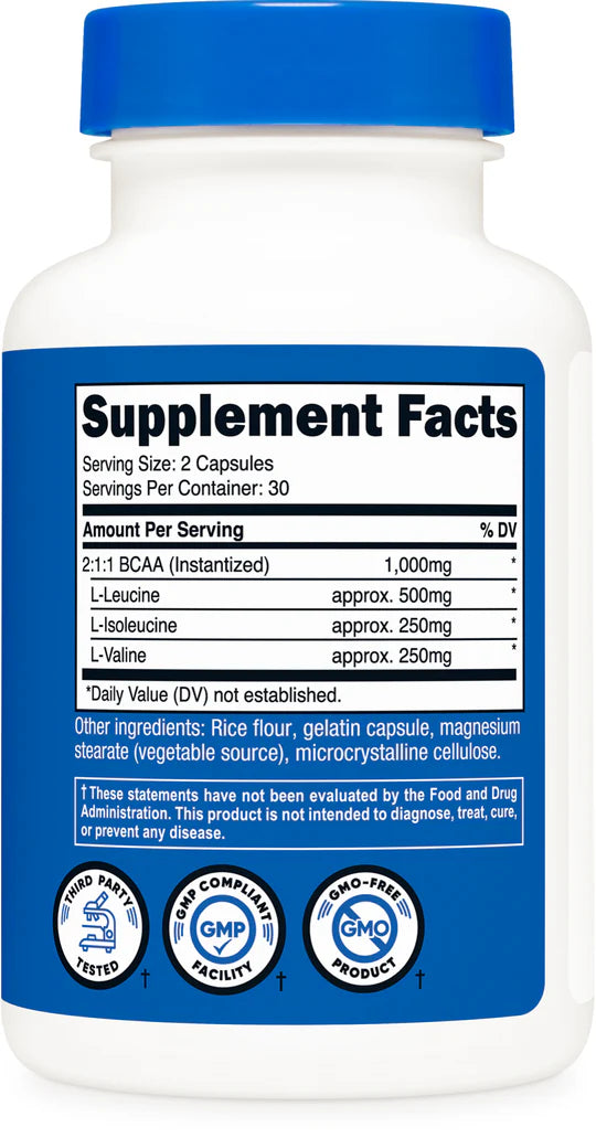 BCAA 1.000 mg en Cápsulas – Nutricost