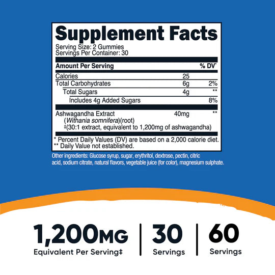 Ashwagandha en Gomitas 1.200 mg – Nutricost