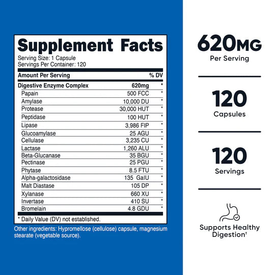 Enzimas Digestivas 335 mg – Nutricost